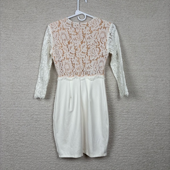 Lulus‎ Dress Womens S White Beige She Knows White Lace Bodycon Bridal Party Gown - Picture 7 of 13